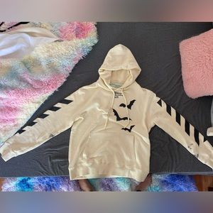 MAIN LABEL: OFF-WHITE HOODIE. size Large. Cream color.